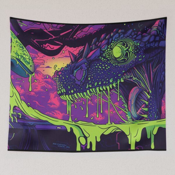 Item preview, Cyber Mutation Toxic Dinosaur and Melting Controller Gaming Desk Mat designed and sold by VectorForge.