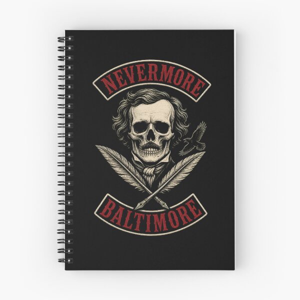 Item preview, Nevermore Baltimore Edgar Allan Poe Biker Skull Crest designed and sold by Fenay Designs.