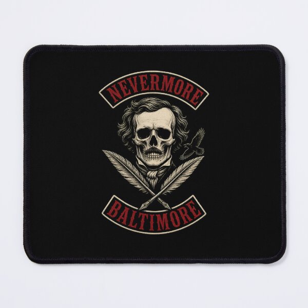 Item preview, Nevermore Baltimore Edgar Allan Poe Biker Skull Crest designed and sold by Fenay Designs.
