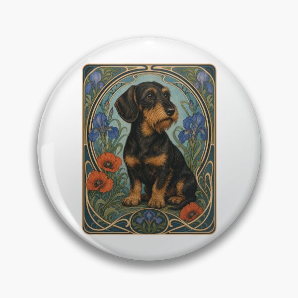 Item preview, Art Nouveau Dachshund Dog Floral Vintage Style designed and sold by AntiqueImages.