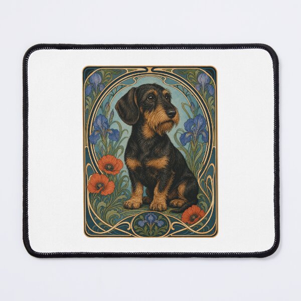 Item preview, Art Nouveau Dachshund Dog Floral Vintage Style designed and sold by AntiqueImages.