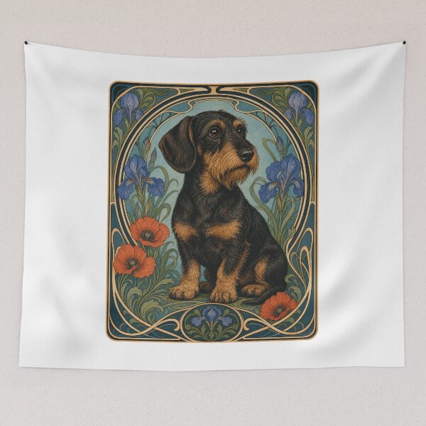 Item preview, Art Nouveau Dachshund Dog Floral Vintage Style designed and sold by AntiqueImages.