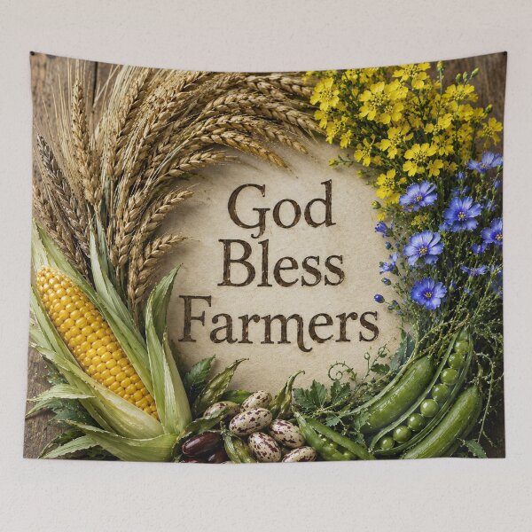 Item preview, God Bless Farmers Harvest Wreath on Wood designed and sold by Pioneer Spirit Market.