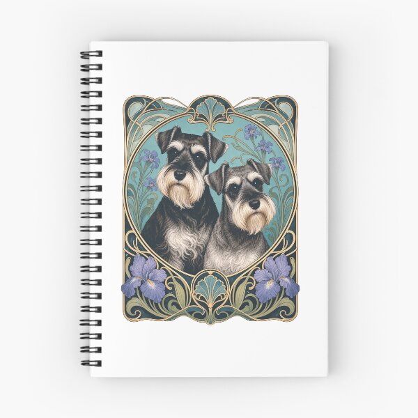 Item preview, Two Schnauzer Dogs Cute Art Nouveau Floral designed and sold by AntiqueImages.