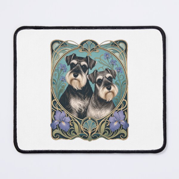 Item preview, Two Schnauzer Dogs Cute Art Nouveau Floral designed and sold by AntiqueImages.