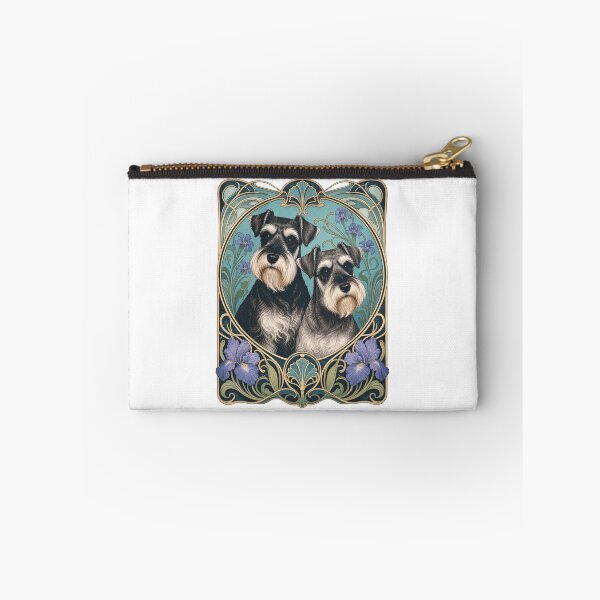 Item preview, Two Schnauzer Dogs Cute Art Nouveau Floral designed and sold by AntiqueImages.