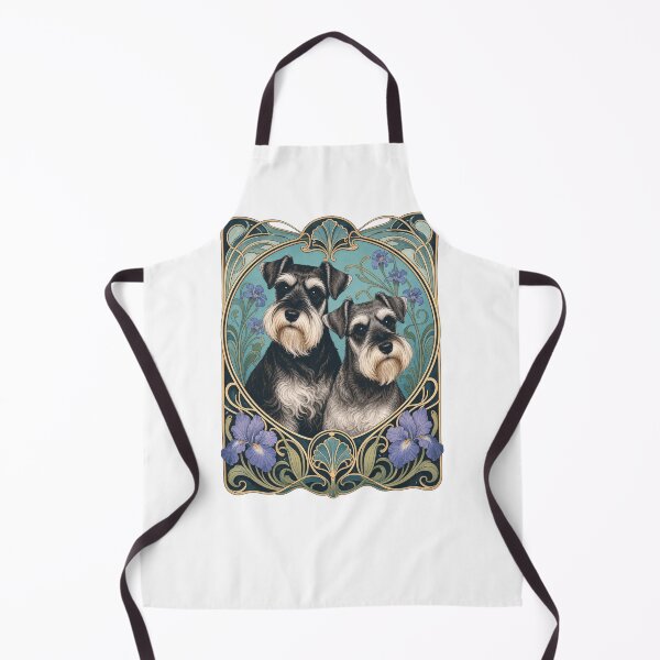 Item preview, Two Schnauzer Dogs Cute Art Nouveau Floral designed and sold by AntiqueImages.