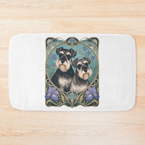 Item preview, Two Schnauzer Dogs Cute Art Nouveau Floral designed and sold by AntiqueImages.