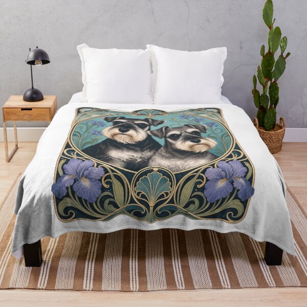 Item preview, Two Schnauzer Dogs Cute Art Nouveau Floral designed and sold by AntiqueImages.