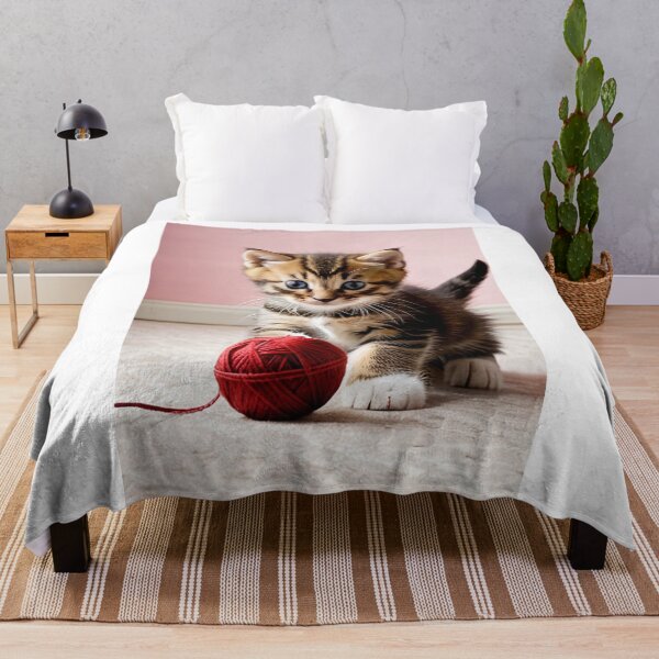 Item preview, Animals - Tabby Kitten Playing with a Red Ball of Yarn, Sweet and Modern Scene designed and sold by DoodyPets.