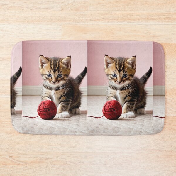 Item preview, Animals - Tabby Kitten Playing with a Red Ball of Yarn, Sweet and Modern Scene designed and sold by DoodyPets.