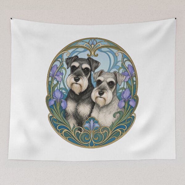 Item preview, Schnauzer Dogs Art Nouveau Floral Pet Owner designed and sold by AntiqueImages.