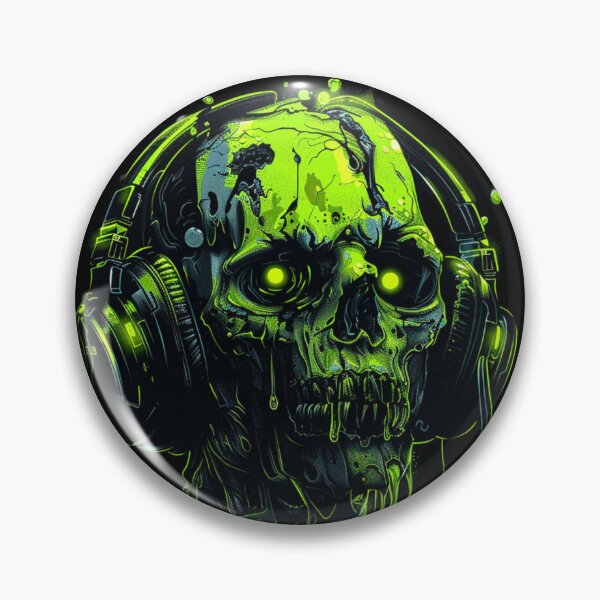 Item preview, Audio Hazard Toxic Zombie Skull with Headphones designed and sold by VectorForge.