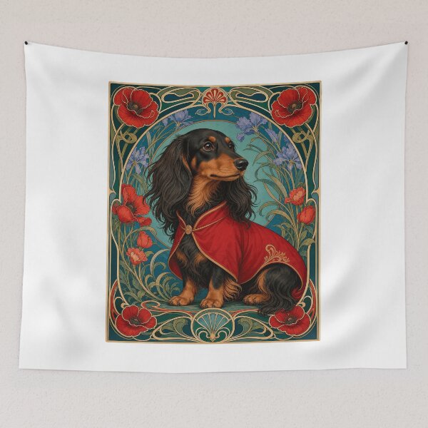 Item preview, Long Haired Dachshund Victorian Storybook Style designed and sold by AntiqueImages.