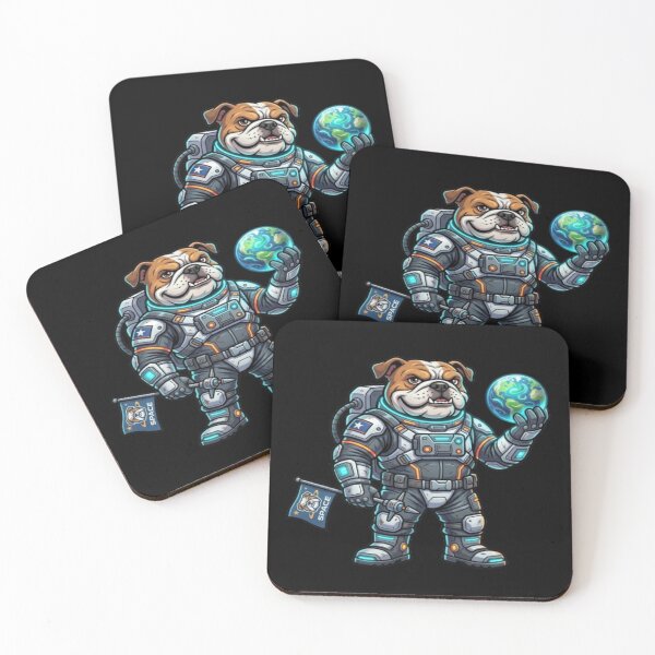 Item preview, Bulldog Astronaut Holding Earth Space Illustration designed and sold by DailySparks.