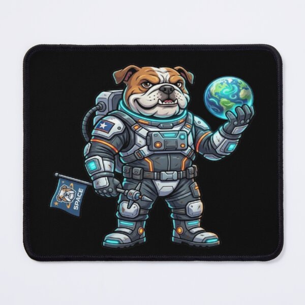 Item preview, Bulldog Astronaut Holding Earth Space Illustration designed and sold by DailySparks.