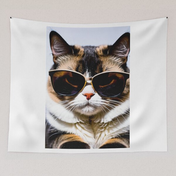 Item preview, Animals - Tricolor Cat in Retro Sunglasses, Cool and Detached Internet Meme Humor designed and sold by DoodyPets.