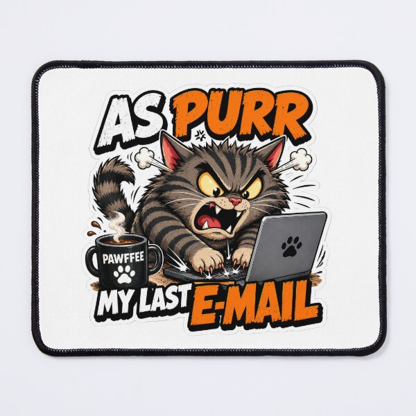 Item preview, As Purr My Last E-Mail – Funny Angry Cat Office Humor Design designed and sold by Shabrinox.