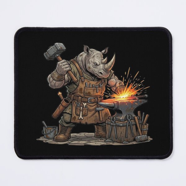 Item preview, Blacksmith Rhino Forging Metal Illustration designed and sold by DailySparks.