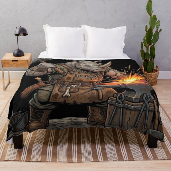 Item preview, Blacksmith Rhino Forging Metal Illustration designed and sold by DailySparks.