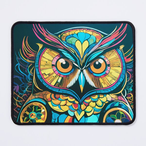 Item preview, Colorful Owl Portrait – Psychedelic Neon Art on Black Canvas designed and sold by black-canvas26.