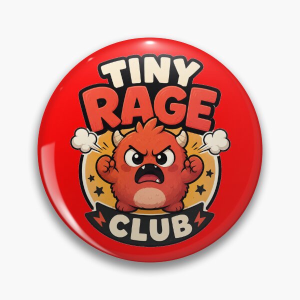 Item preview, Tiny Rage Club - Cute Angry Monster Badge designed and sold by Snack & Panic.