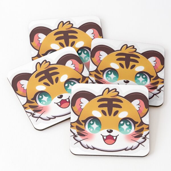 Item preview, NeoTig Kawaii AI Tiger Cub Chibi Face Sticker Sparkle Eyes Cute Anime Tech GiftGift designed and sold by NeoTigLuna.