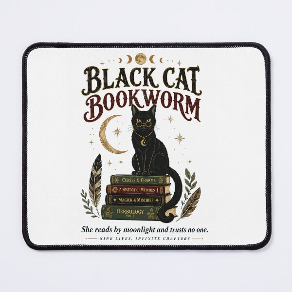Item preview, Black Cat Bookworm Boho Reading Design for Cat Lovers designed and sold by Passionread.