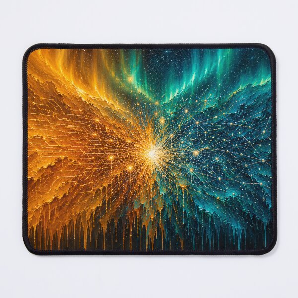 Item preview, Amber Teal Abstract Fusion Wall Art Circuit Constellation Premium Office Decor designed and sold by NeoTigLuna.