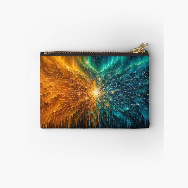 Item preview, Amber Teal Abstract Fusion Wall Art Circuit Constellation Premium Office Decor designed and sold by NeoTigLuna.