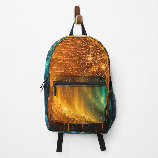 Item preview, Amber Teal Abstract Fusion Wall Art Circuit Constellation Premium Office Decor designed and sold by NeoTigLuna.