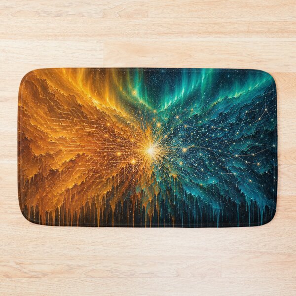 Item preview, Amber Teal Abstract Fusion Wall Art Circuit Constellation Premium Office Decor designed and sold by NeoTigLuna.