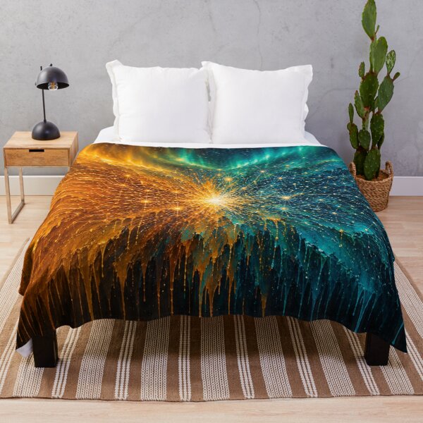 Item preview, Amber Teal Abstract Fusion Wall Art Circuit Constellation Premium Office Decor designed and sold by NeoTigLuna.
