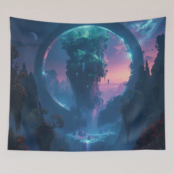 Item preview, Halo Rift Floating Biome Alien Fantasy Landscape Beyond Pandora designed and sold by Luminous Wilds.