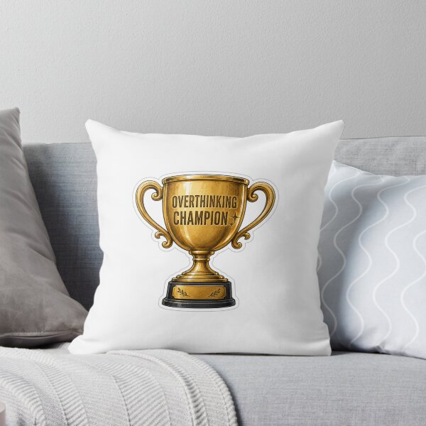Item preview, Overthinking Champion Funny Single Sticker - Sarcastic Mental Health & Relatable Humor Decal designed and sold by SlapHappyArt.