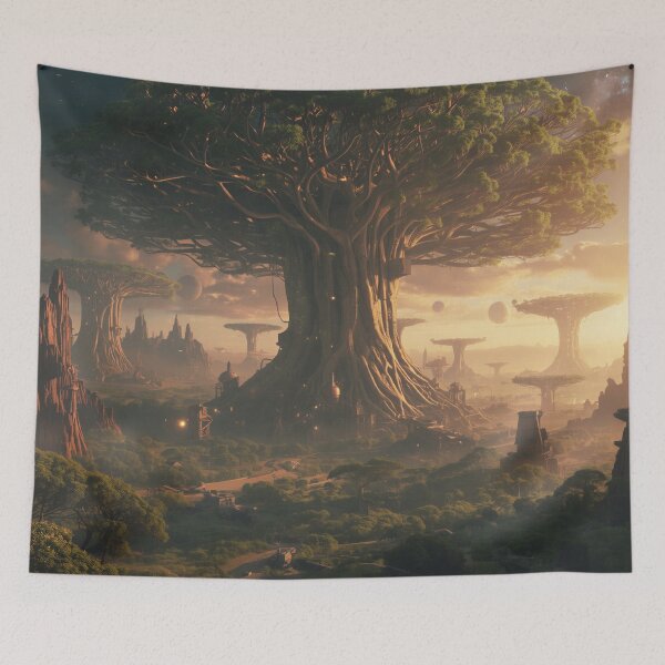Item preview, Celestial World Tree Alien Fantasy Landscape Beyond Pandora designed and sold by Luminous Wilds.