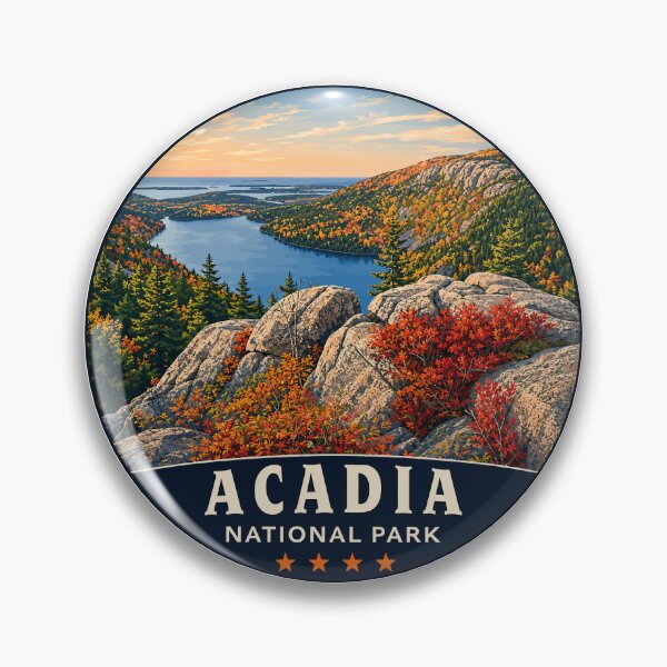 Item preview, Acadia National Park Maine US Retro Badge designed and sold by Gideon Emmerich.