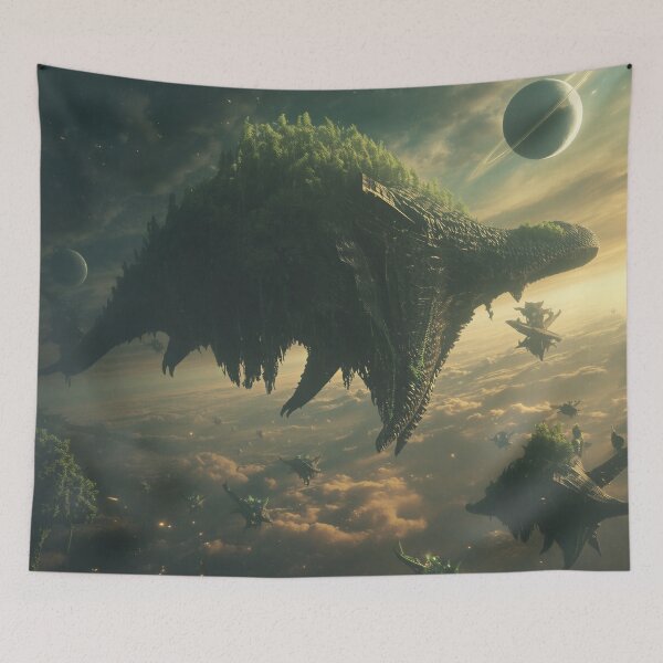 Item preview, Sky Leviathan Ark Migration Alien Fantasy Landscape Beyond Pandora designed and sold by Luminous Wilds.