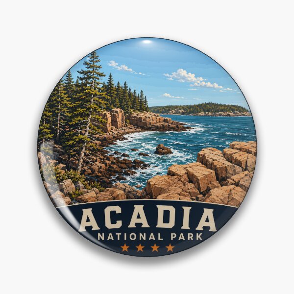 Item preview, Acadia National Park Maine US Retro Badge designed and sold by Gideon Emmerich.