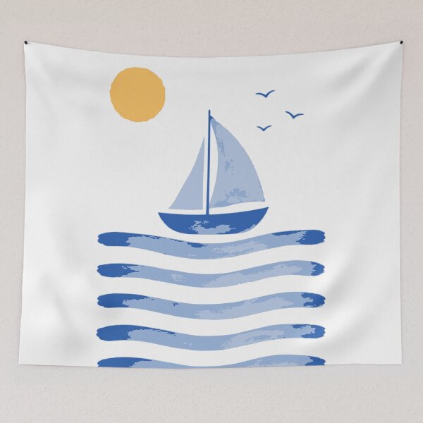 Item preview, Minimalist Sailboat Print, Coastal Art, Nautical Ocean Print, Beach House Decor designed and sold by Studio pod Burom.