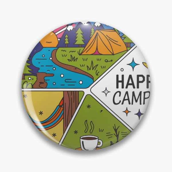 Item preview, Happy Camper Vintage Octagonal Multi-Panel Camping Illustration designed and sold by GabeMountainArt.