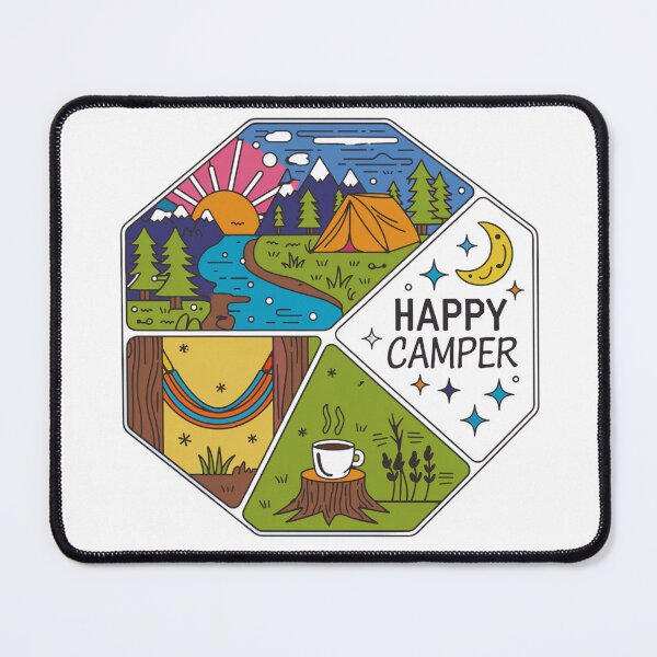 Item preview, Happy Camper Vintage Octagonal Multi-Panel Camping Illustration designed and sold by GabeMountainArt.