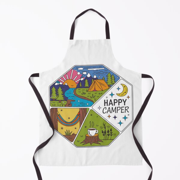 Item preview, Happy Camper Vintage Octagonal Multi-Panel Camping Illustration designed and sold by GabeMountainArt.