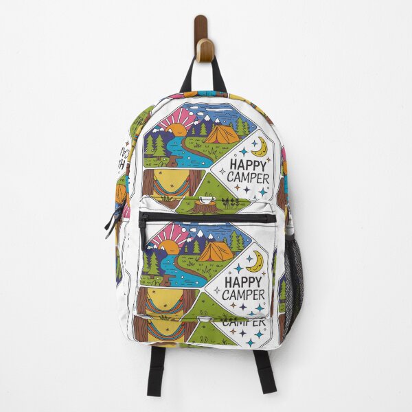 Item preview, Happy Camper Vintage Octagonal Multi-Panel Camping Illustration designed and sold by GabeMountainArt.