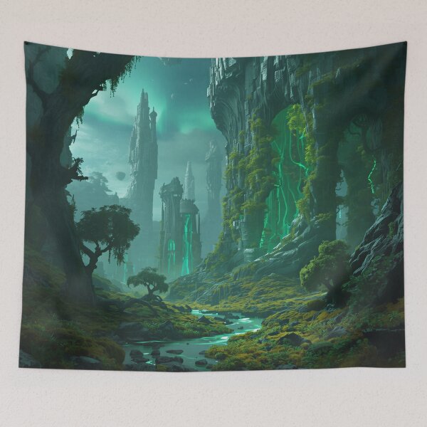 Item preview, Aurora Spine Megaforest Alien Fantasy Landscape Beyond Pandora designed and sold by Luminous Wilds.