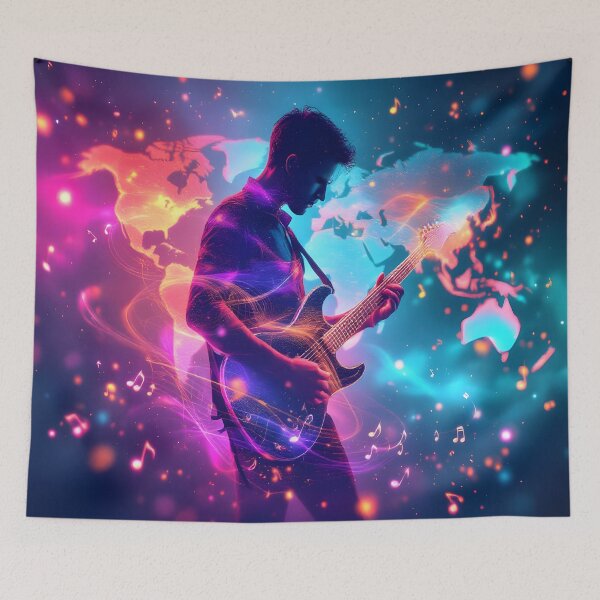 Item preview, World Music Day Neon Guitar Dreams designed and sold by DreamyWallVibes.