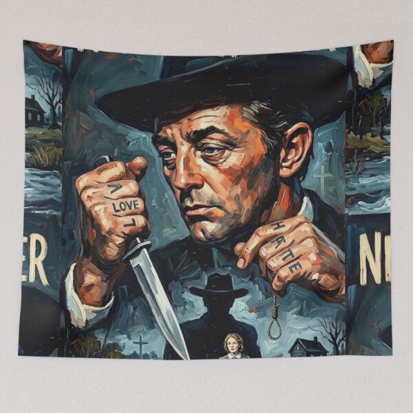 Item preview, Love and Hate. The River Journey. – Night of the Hunter Fine Art Print designed and sold by Art's Diner.