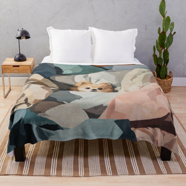 Item preview, cute dog in blankets designed and sold by ThingsCatsDo.