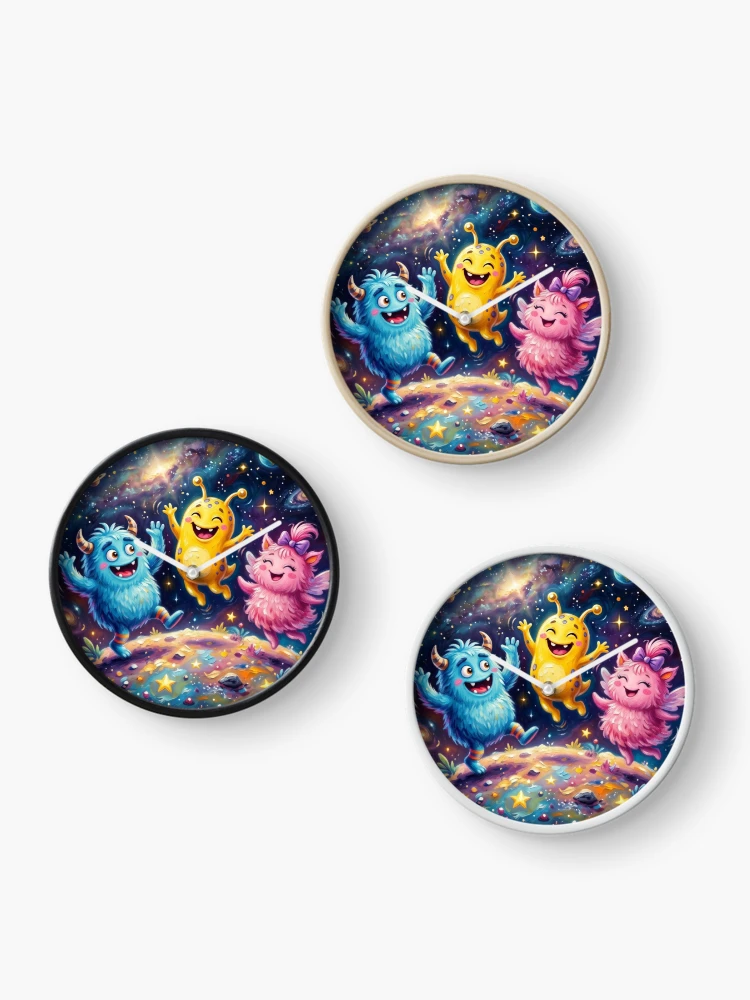 Thumbnail 3 of 4, Clock, Cute aliens designed and sold by PP&RAINBOW SHOP.