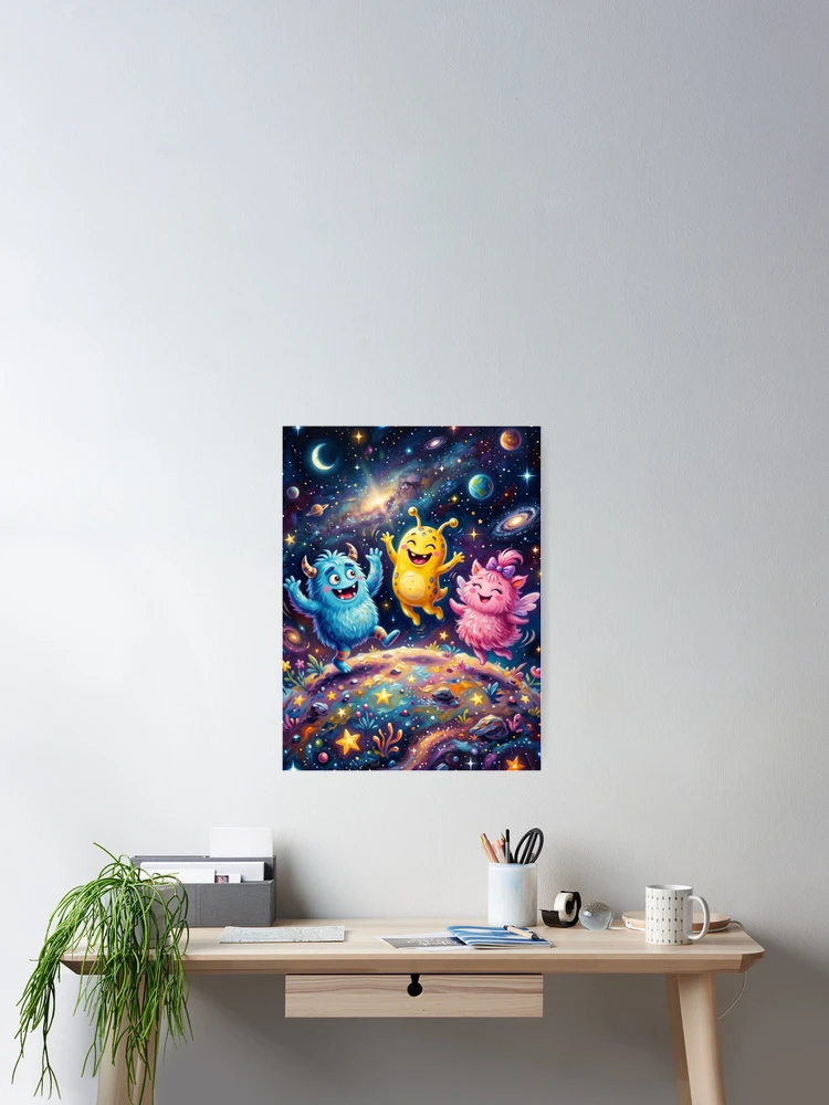 Thumbnail 2 of 3, Poster, Cute aliens designed and sold by PP&RAINBOW SHOP.